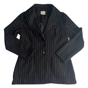 Jennifer Gee Vintage 70s Blazer Womens Pinstripe Sz 12 Office Chic Dark Academia